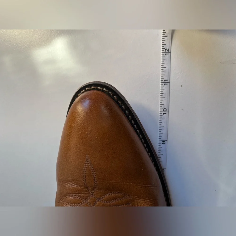 Vintage Men’s Tony Lama Western Brown Pull on Cowboy Boots size 10.5 Stitching